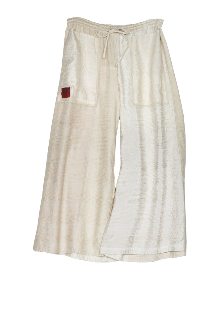 JAIPUR WHITE KANTHA DRAW STRING GAUCHO - jw2627-ivy -