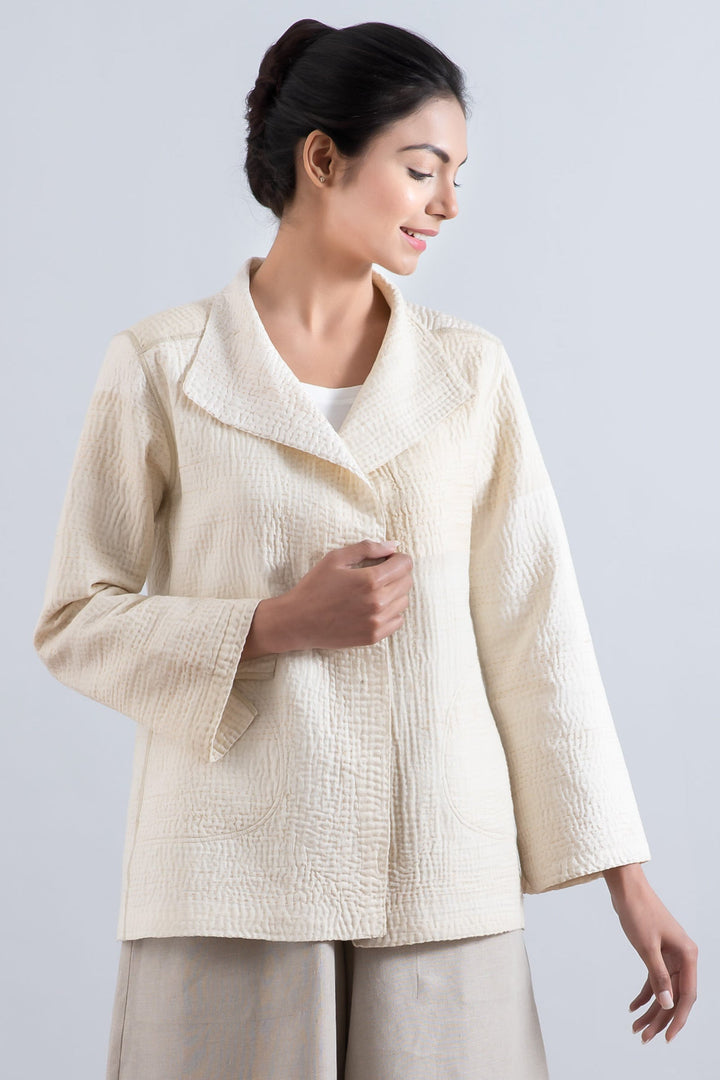 JAIPUR WHITE KANTHA SHORT JKT - jw4007-ivy -