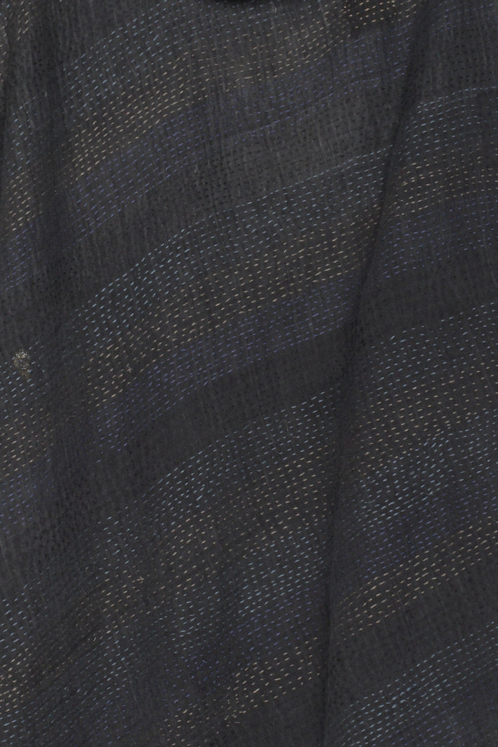 LANDSCAPE FRAYED PATCH KANTHA SLANT HEM HOODED VEST - lf2212-gry -