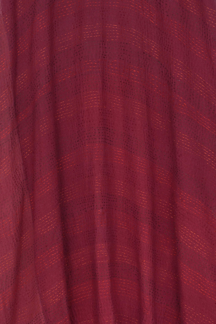 LANDSCAPE FRAYED PATCH KANTHA BACK TUCKED TUNIC - lf2513-red -