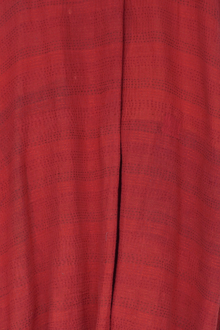LANDSCAPE FRAYED PATCH KANTHA SHIRT DRESS - lf2426-red -