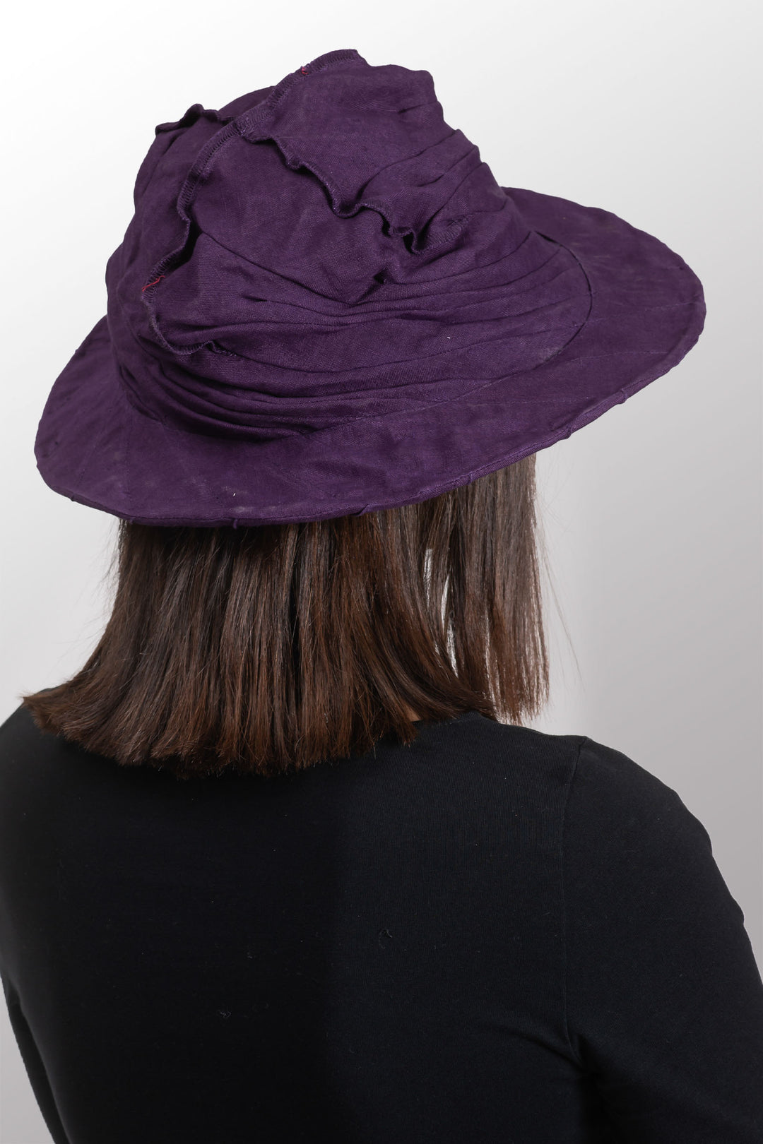 LINEN TWIST TUCKED BRIM HAT - ln1886-prp -