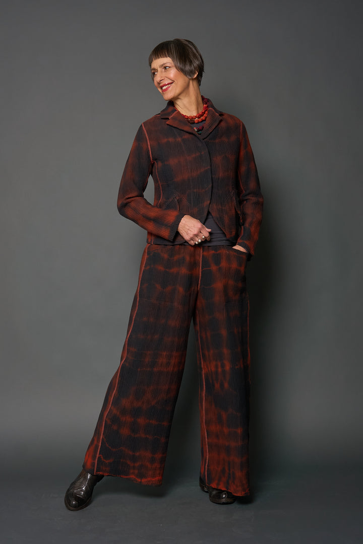 MONE SHIBORI TIE DYE KANTHA MID RISE WIDE LEG PANTS LONG - ms4673-org -