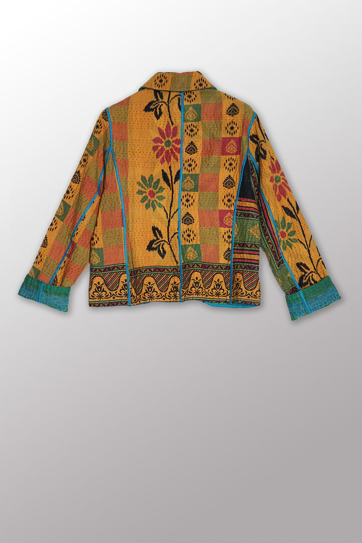 COTTON OVERDYE KANTHA CROPPED BASIC JACKET - ov4096-ctel001s -