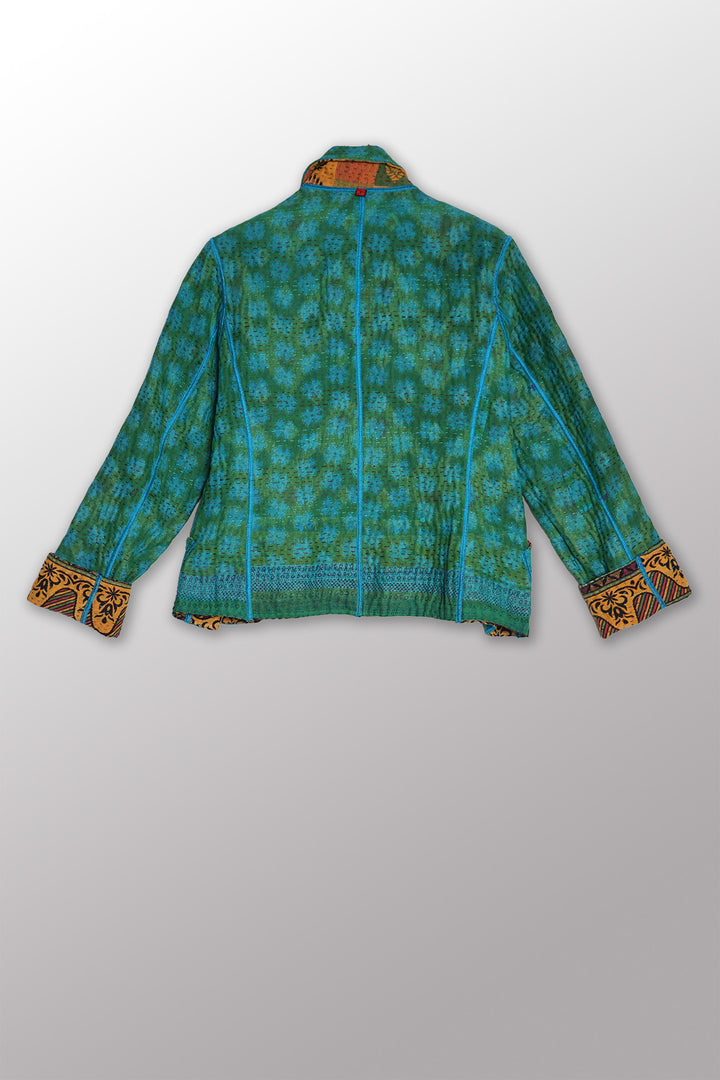 COTTON OVERDYE KANTHA CROPPED BASIC JACKET - ov4096-ctel001s -