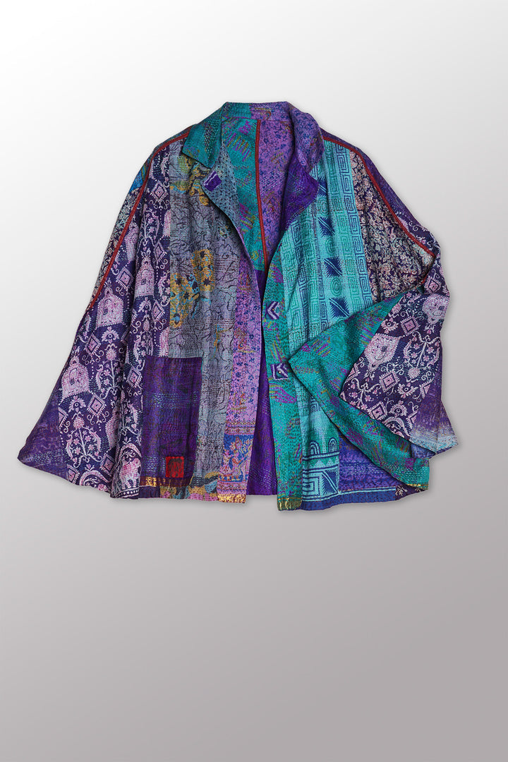 VINTAGE SILK KANTHA MANTLE - sv2069-0002a -