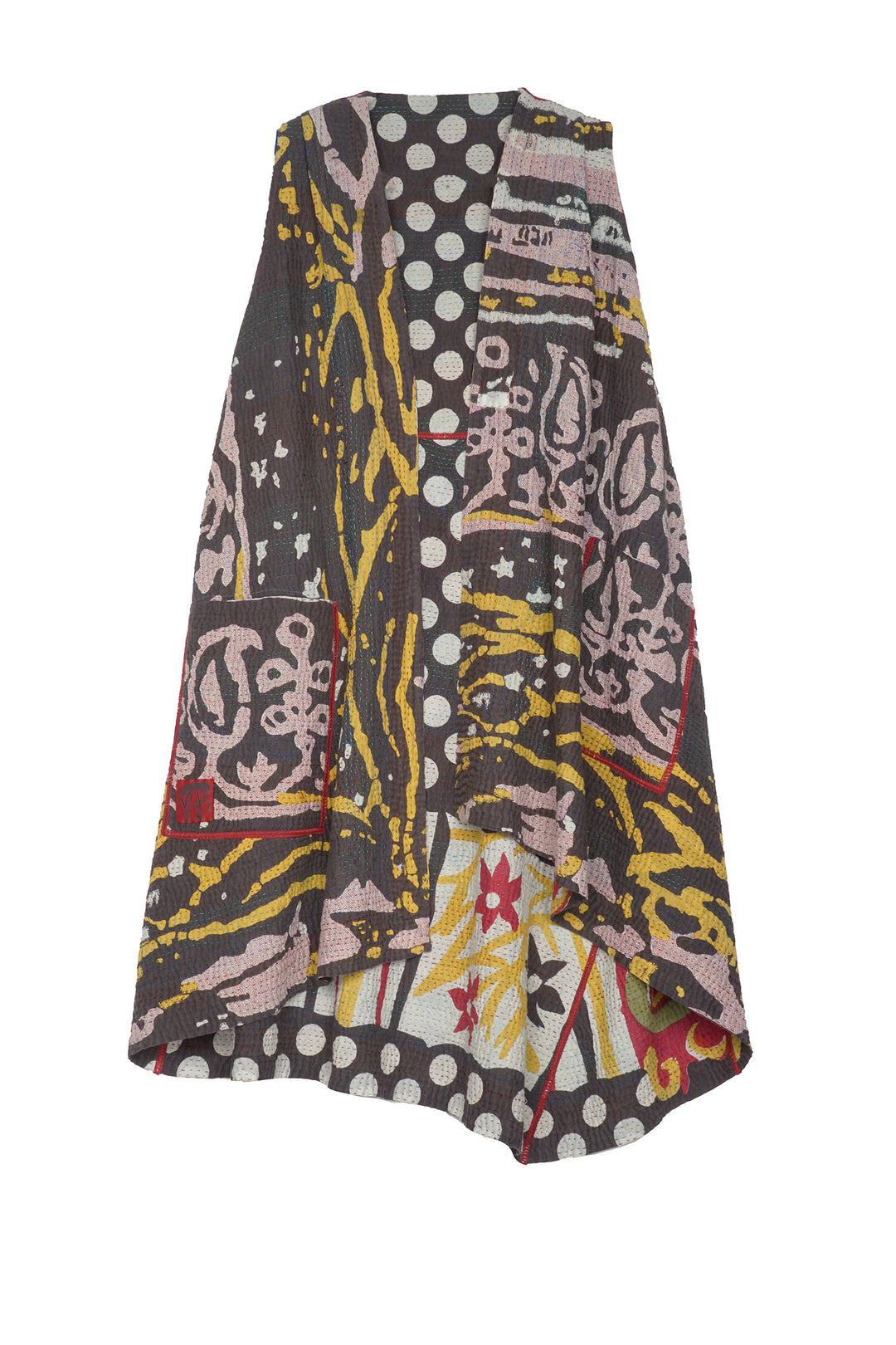 WHITE NIGHT KANTHA WRAP VEST - wn4213-gry -