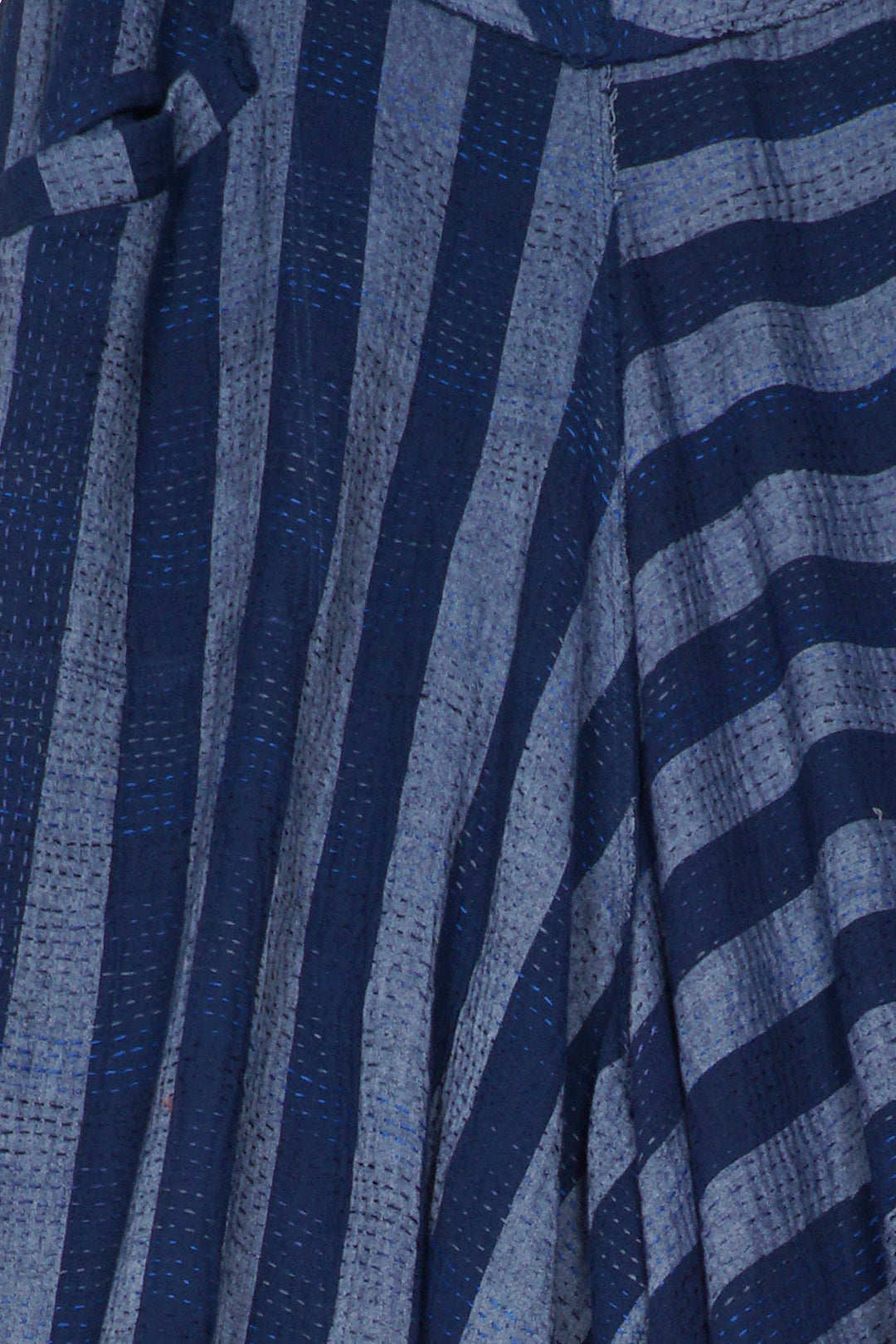 WOVEN STRIPE FRAYED PATCH BACK KANTHA MINI KIMONO JKT - wp2055-nvy -