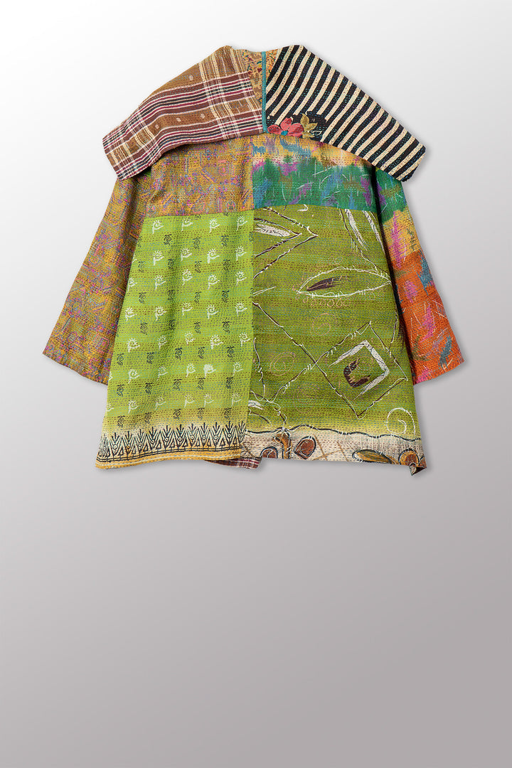 VINTAGE SILK KANTHA FLARE JKT - sv2010-0058a -