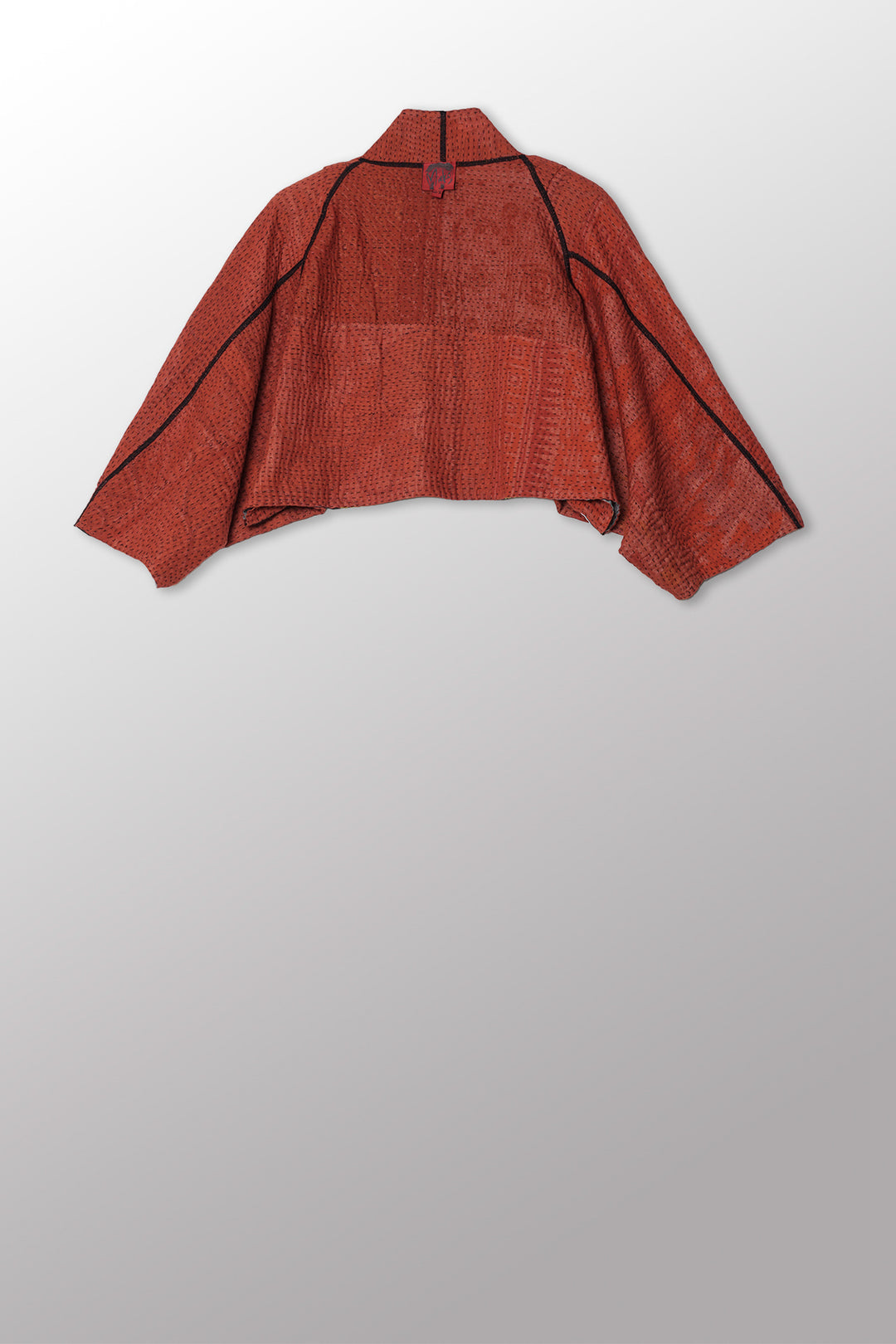 IKAT STRIPE KANTHA PUFF SLV. SHRUG - is4062-red -