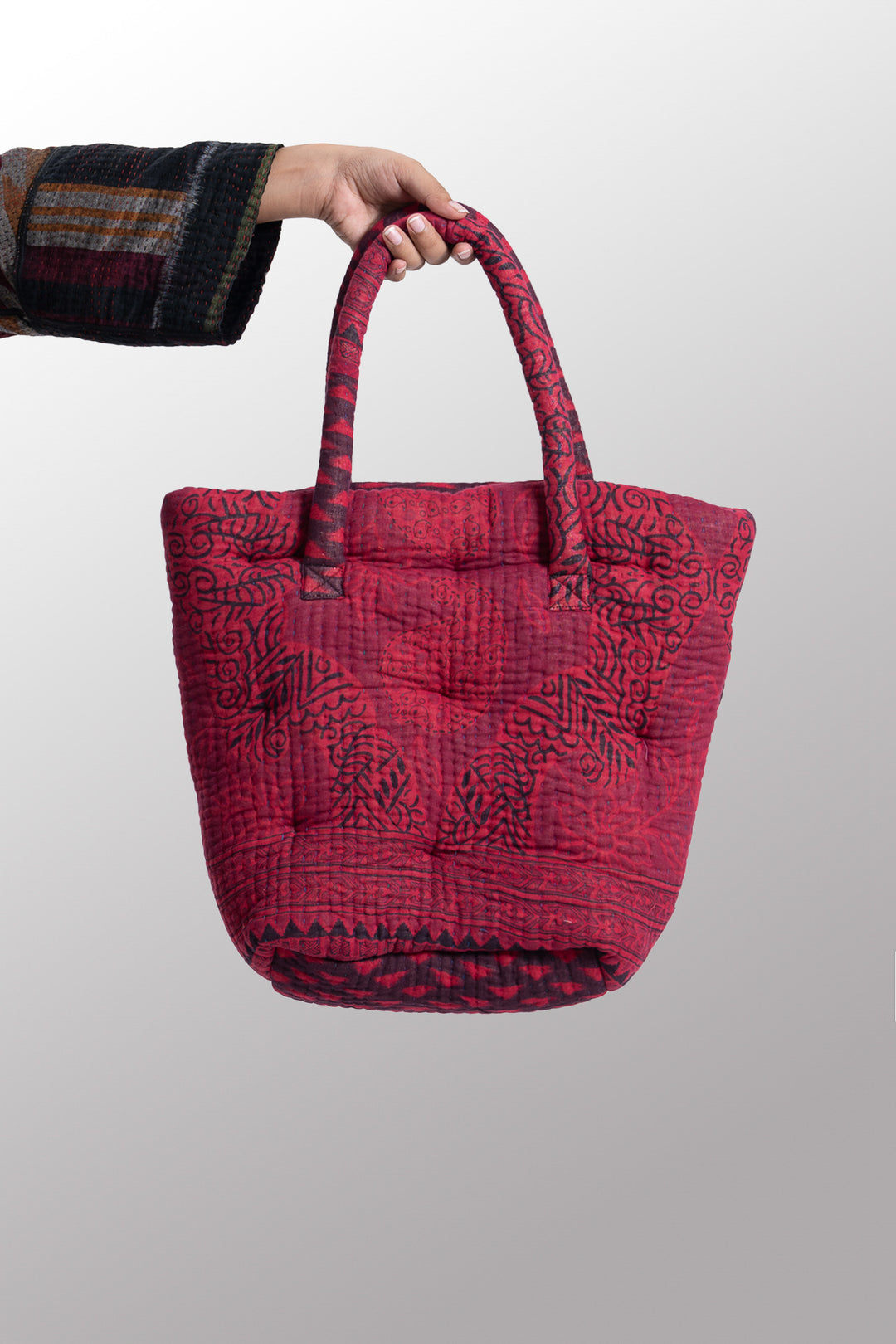 Quilted Overdye Cotton Kantha Bucket Tote