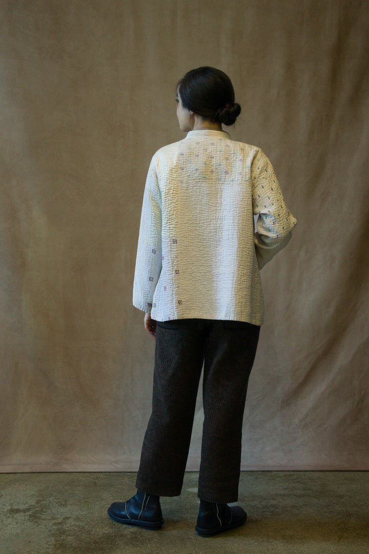 BBB PATCH KANTHA KAFTAN JACKET SHORT - bl-bbb4088-ivy -