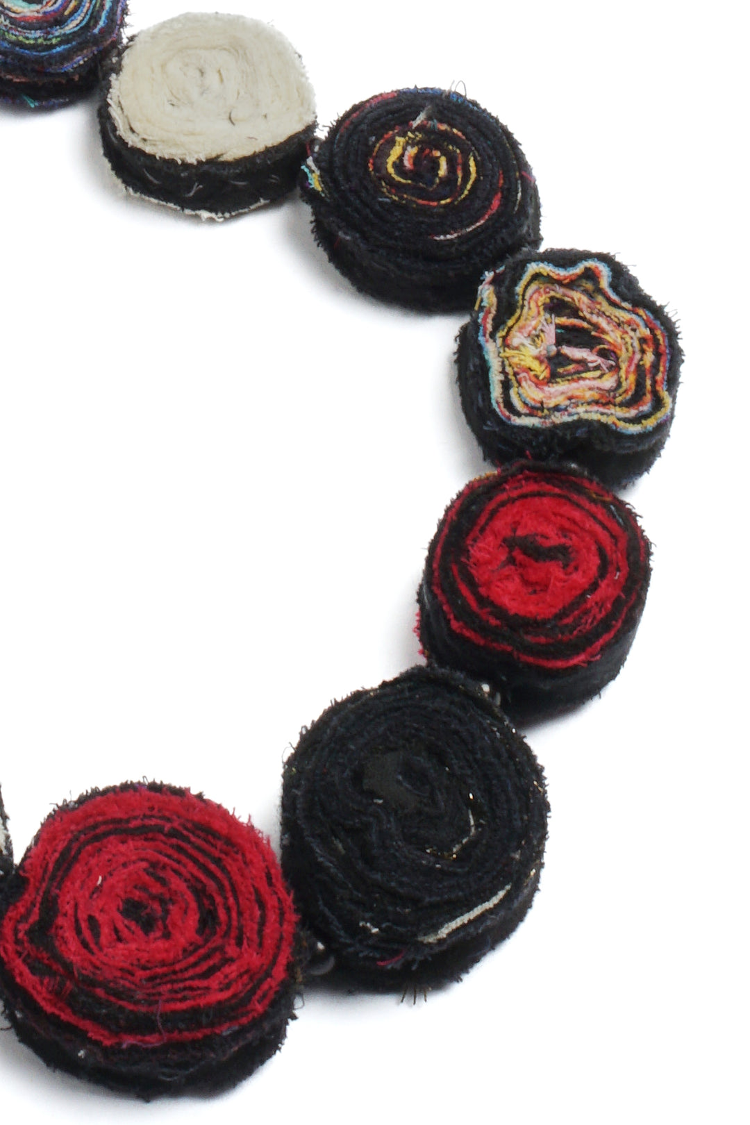 VINTAGE COTTON KANTHA SIMPLE EDDY LONG NECKLACE - cv2714-blk -