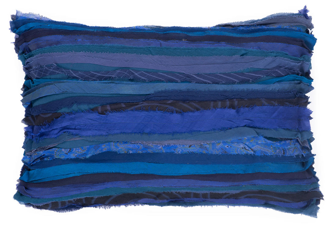 Wavy Stripe Vintage Patch Pillow Sham -Blue