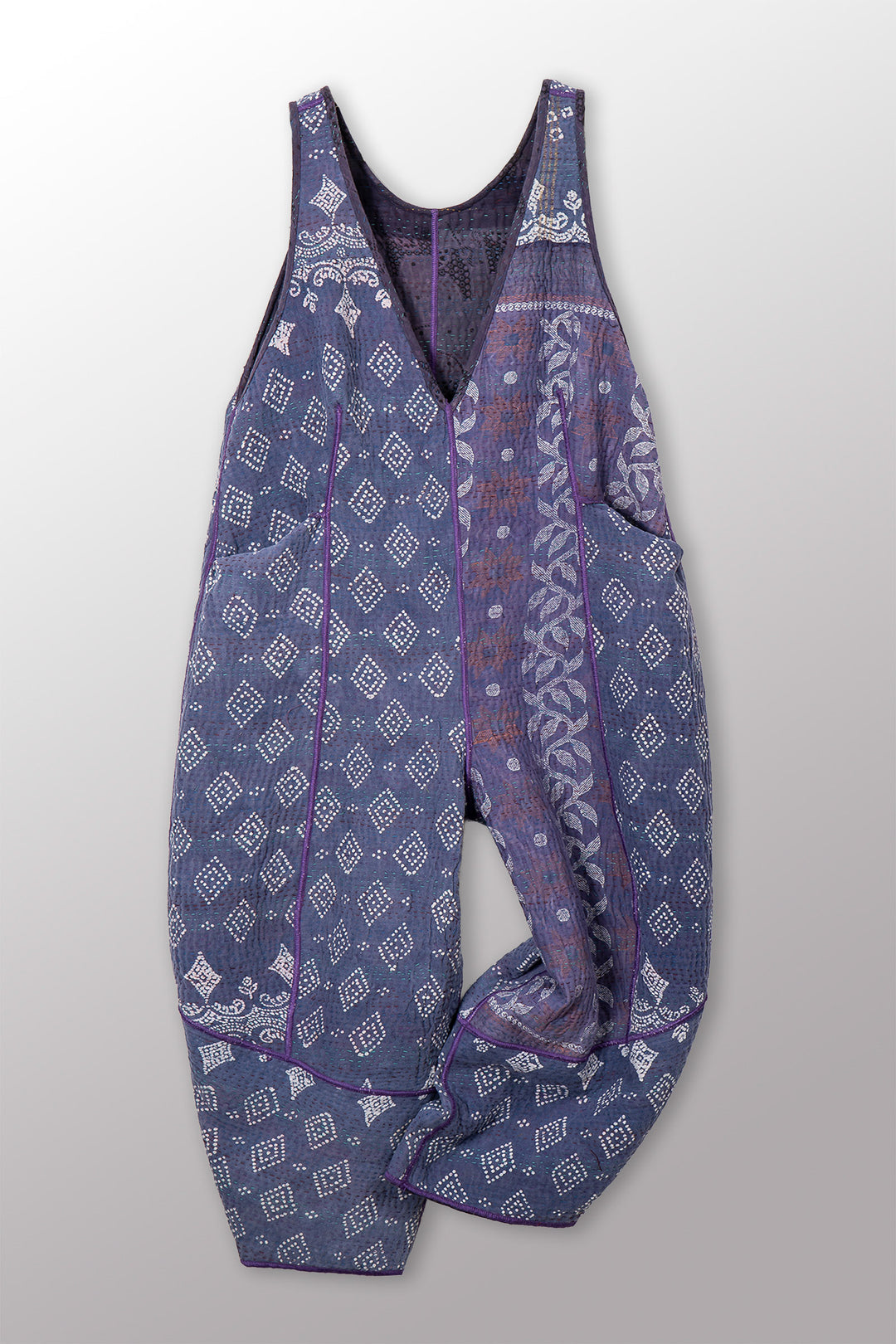 VINTAGE COTTON KANTHA V-NECK JUMPER - cv4622-0001s -