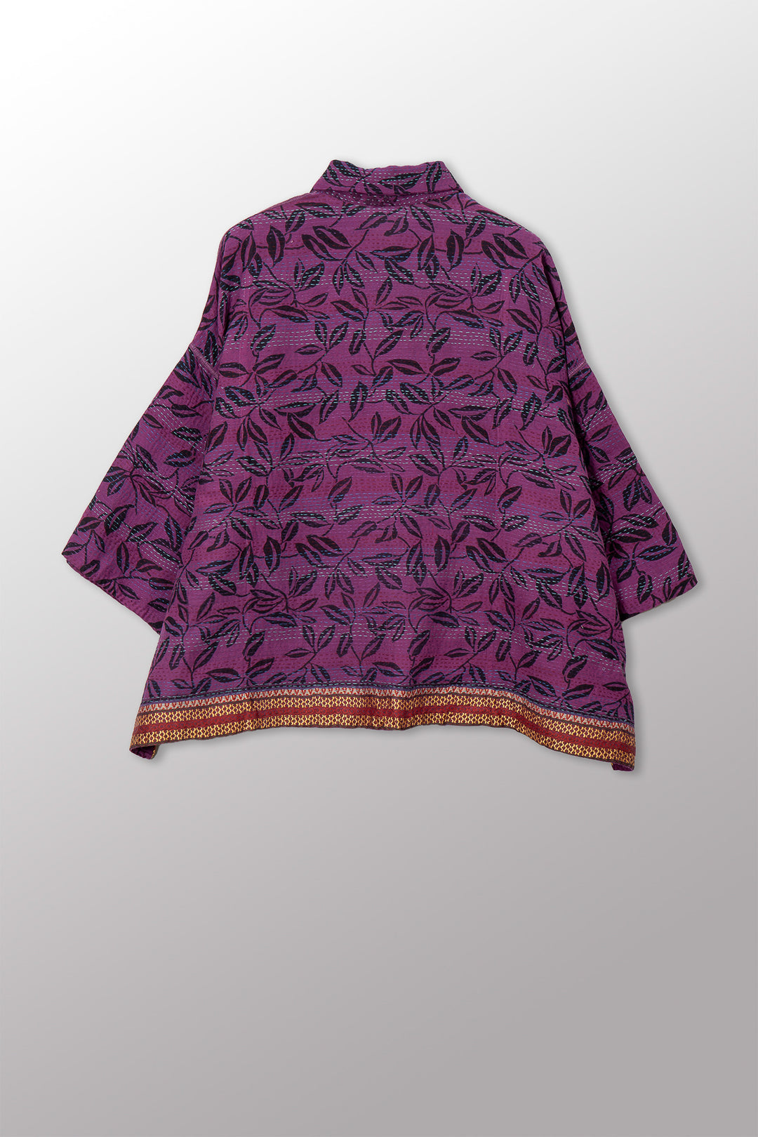 VINTAGE COTTON & NEW VOILE KANTHA CROPPED TENT SHIRT - cn2596-0005a -