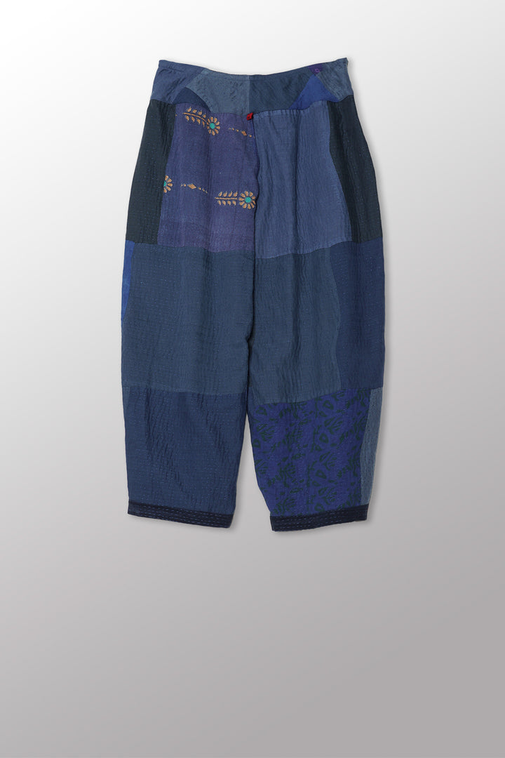 DUCK SUN DYE WITH PATCH KANTHA NEW LANTERN PANTS - us2651-nvy -