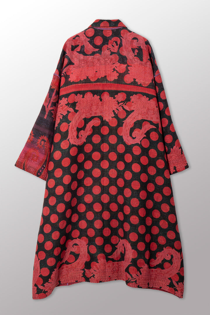 COTTON OVERDYE KANTHA OVERSIZED COAT - ov4326-cred001a -