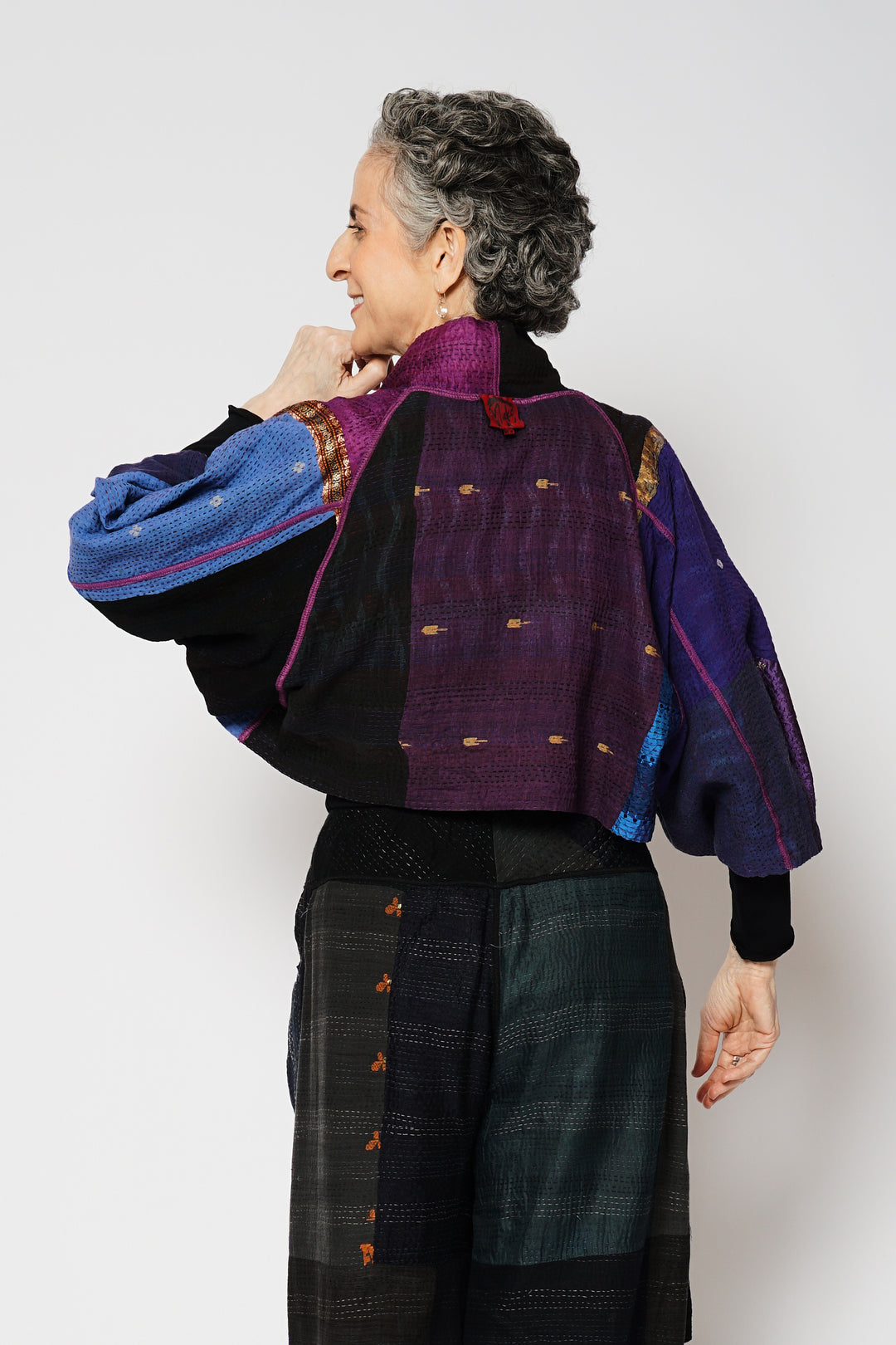 DESERT WAVES KANTHA PUFF SLV. SHRUG - dw2062-blu -