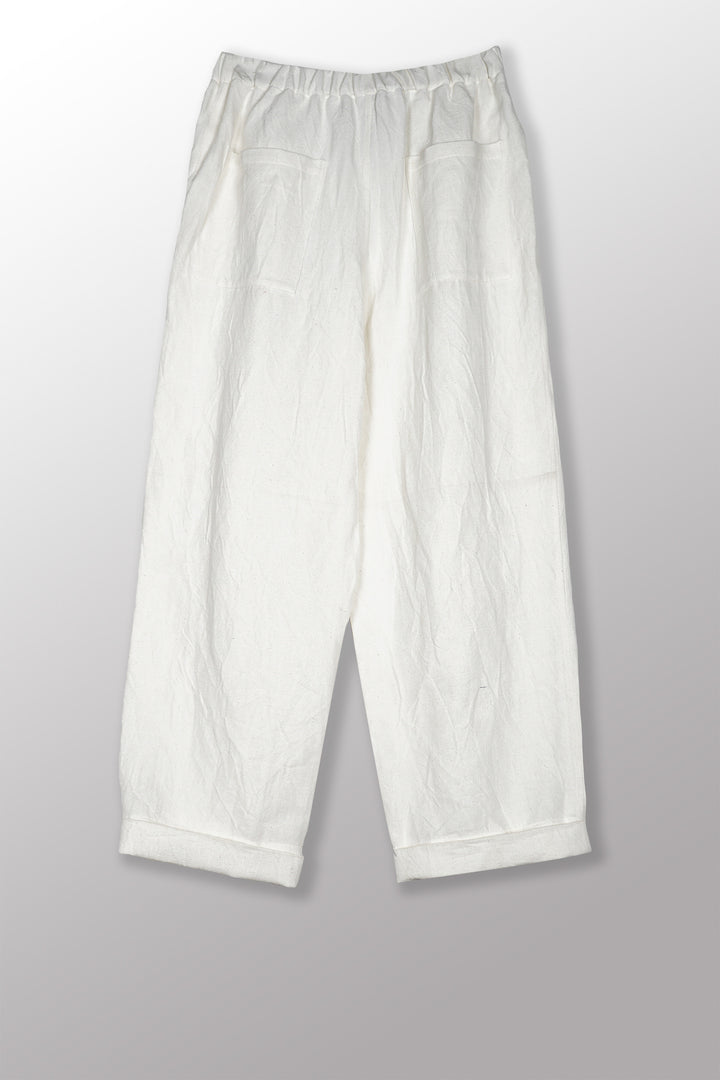DYED COTTON LINEN TWILL KNEE DARTS PANTS - tl1667-ivy -