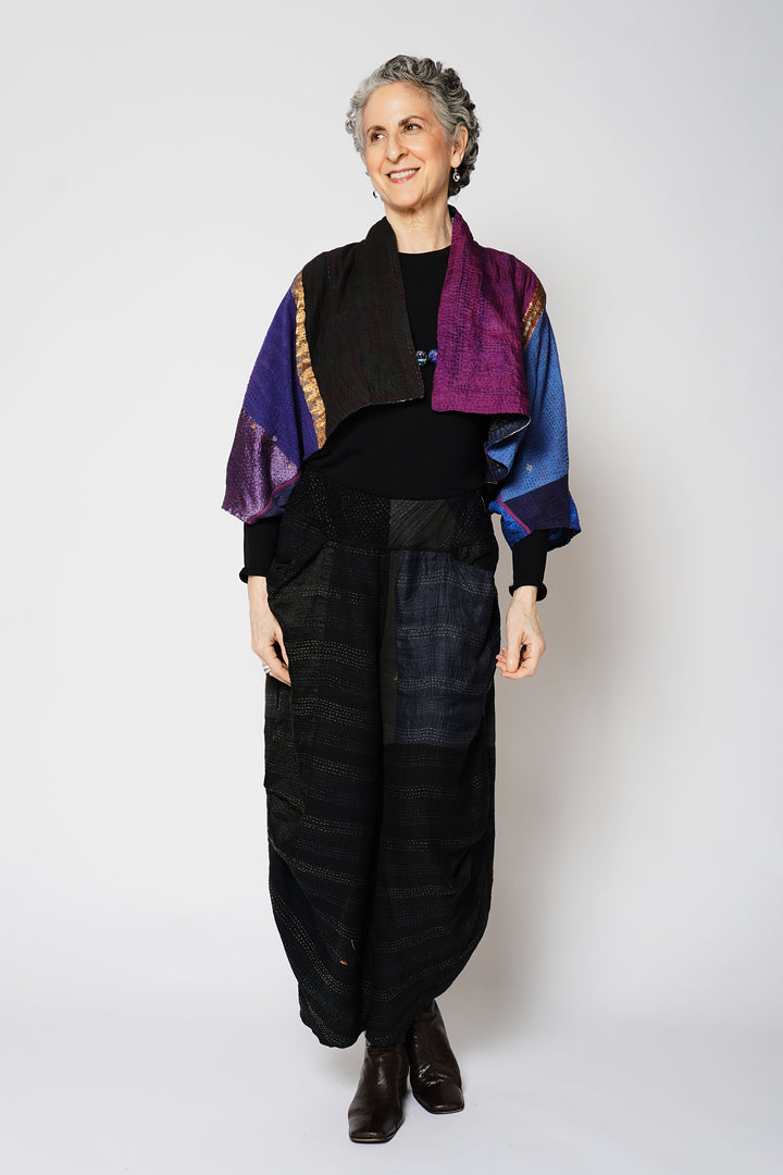 DESERT WAVES KANTHA PUFF SLV. SHRUG - dw2062-blu -