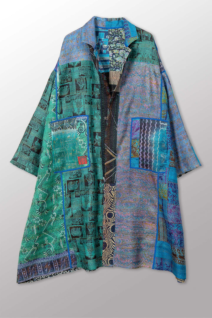 VINTAGE SILK KANTHA NEW OVERSIZED COAT - sv2342-0011a -