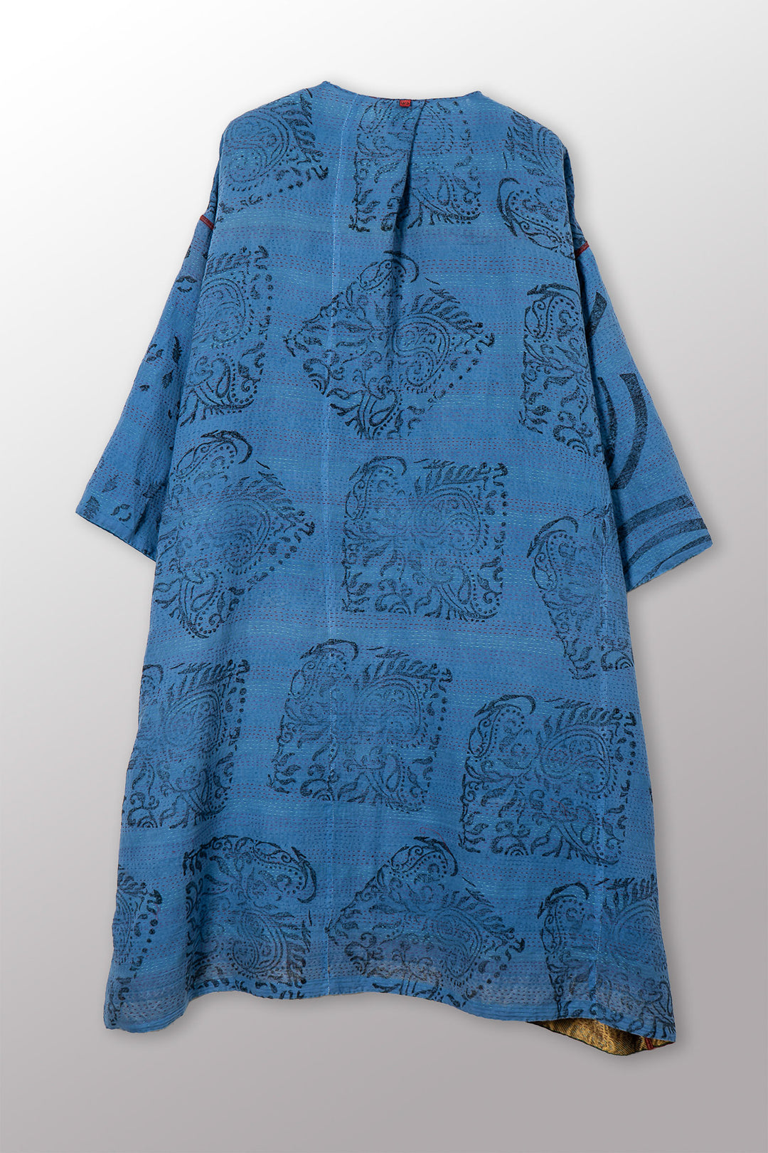 VINTAGE COTTON & NEW VOILE KANTHA LONG DUSTER - cn2328-0002a -