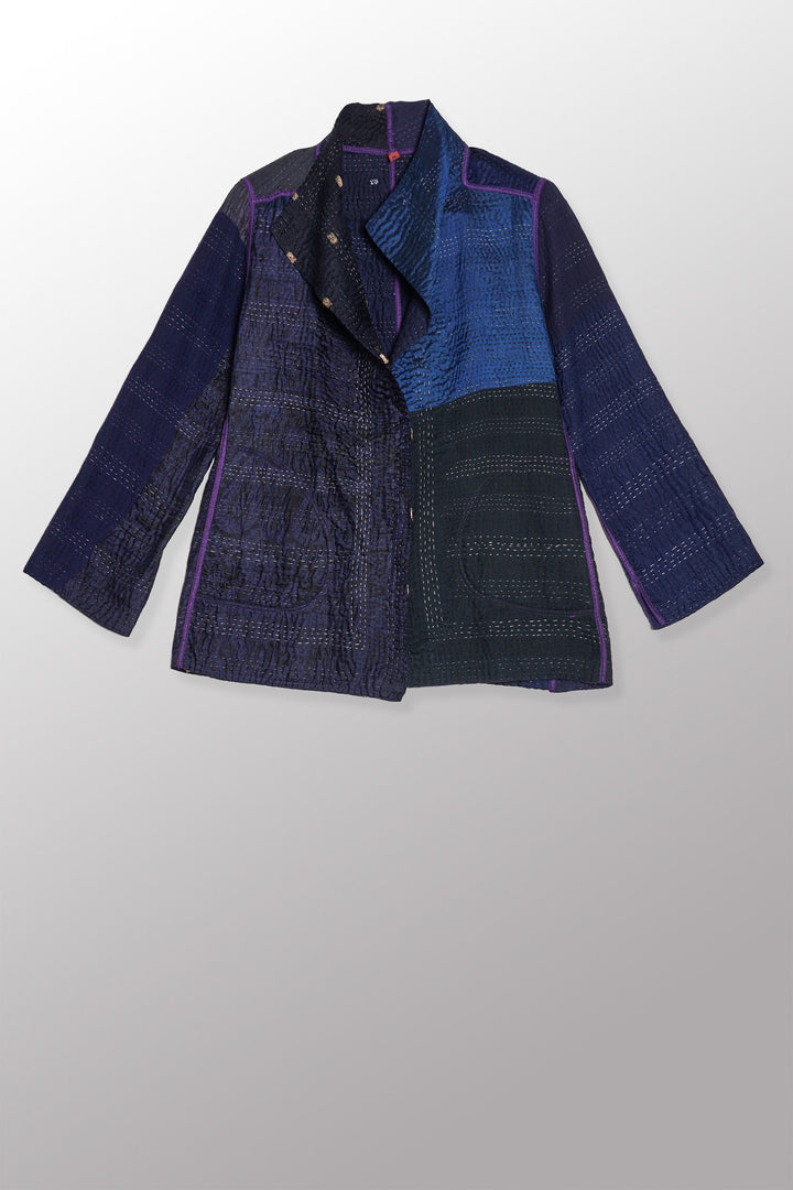 JAIPUR PATCH KANTHA SHORT JKT - jp4007-nvy -