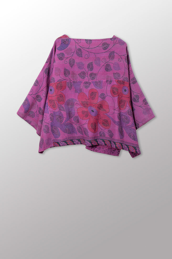 VINTAGE COTTON & NEW VOILE KANTHA 3/4 SLV. CROP TOP MIO - cn2538-0011a -