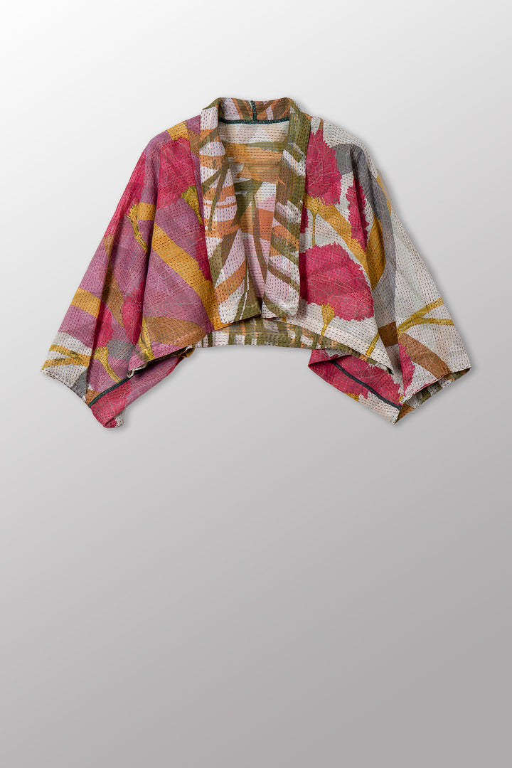 MARIGOLD PRINT KANTHA PUFF SLV. SHRUG - mg2062-pik -