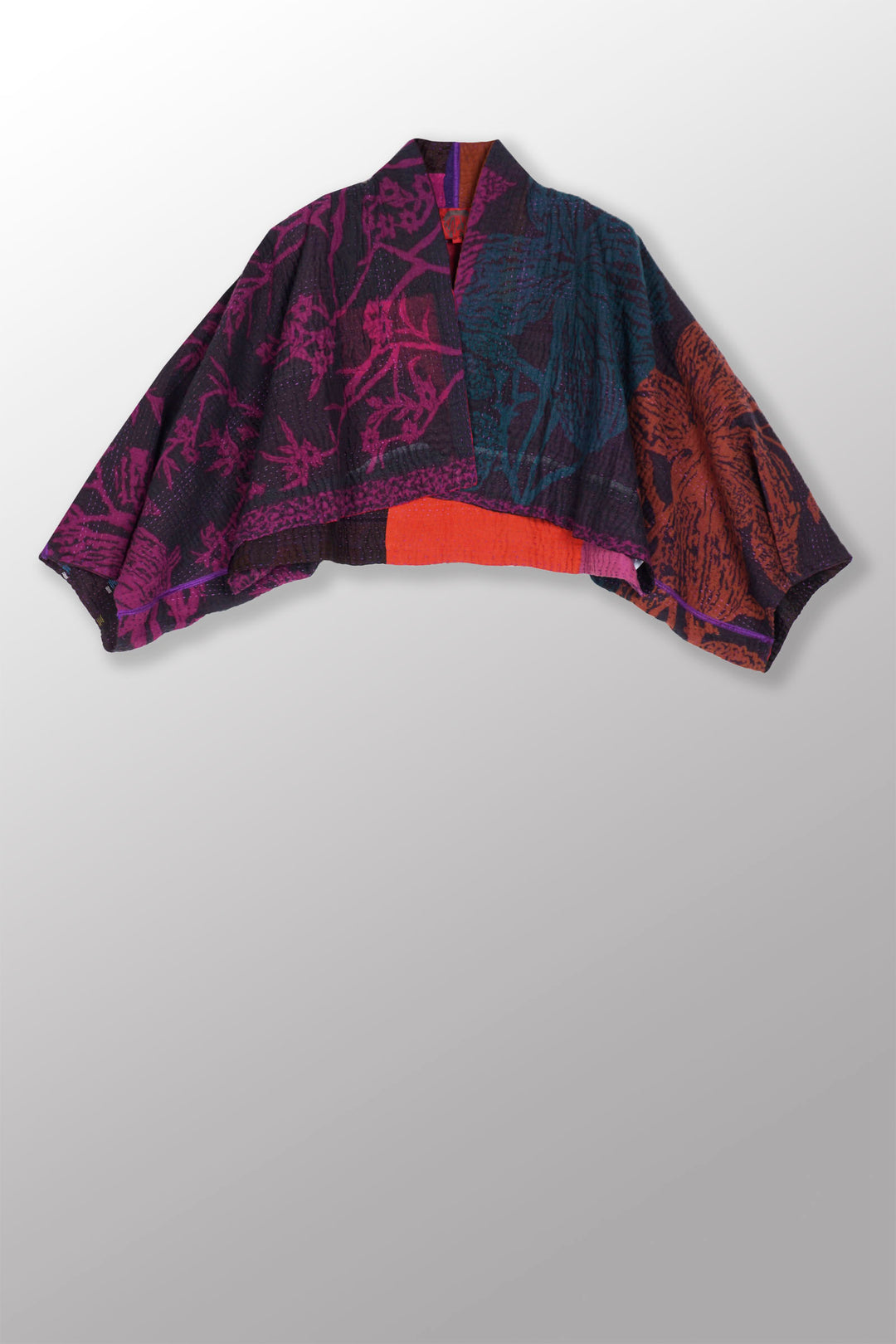 NIGHT FLOWERS KANTHA PUFF SLV. SHRUG - nl4062-prp -