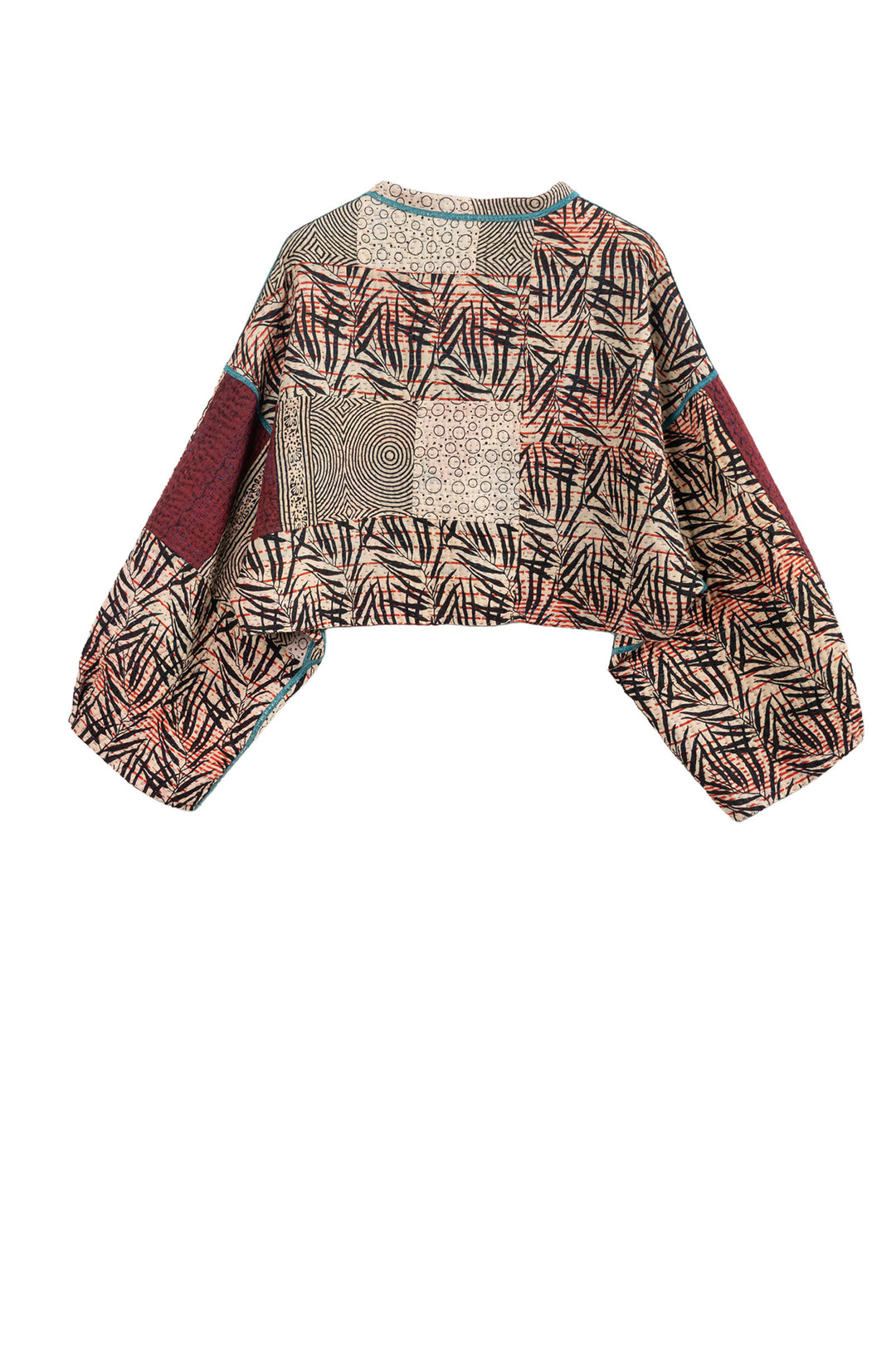 SOHO BAMBOO KANTHA SLEEVE JACKET - bo4090-cblk004s -