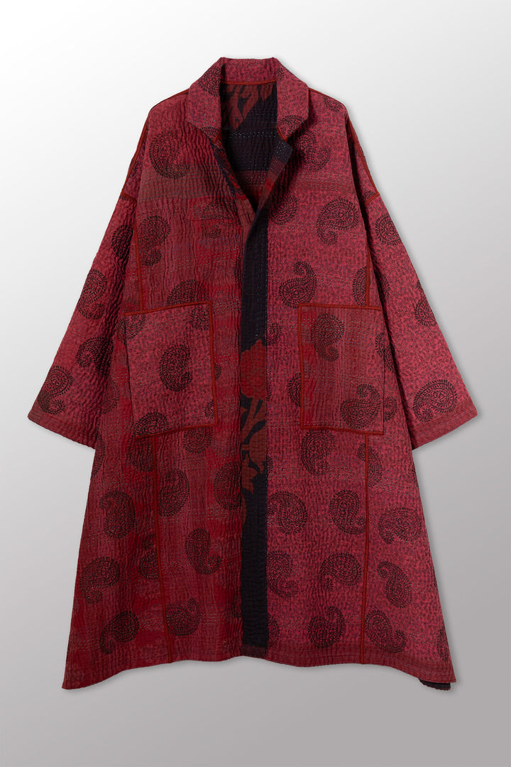 COTTON OVERDYE KANTHA NEW OVERSIZED COAT - ov4342-cred008a -