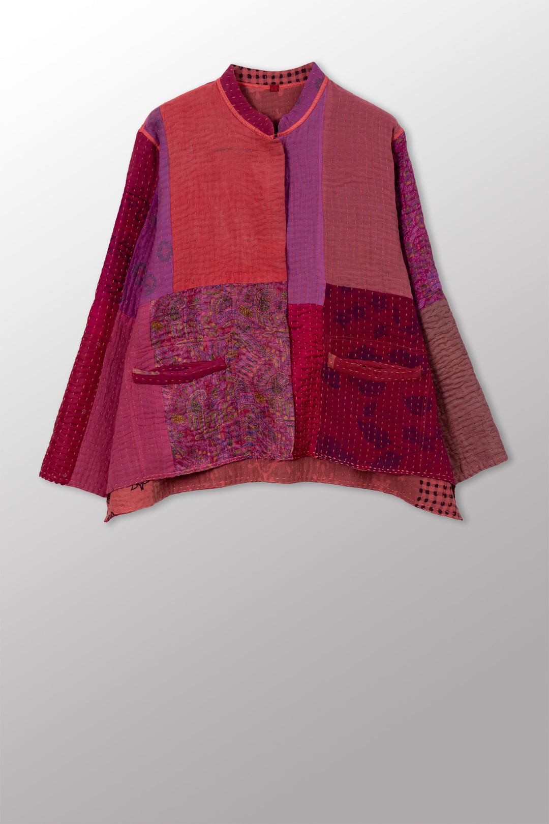 BBK PATCH KANTHA KAFTAN JACKET SHORT - bl-bbp4088-pik -