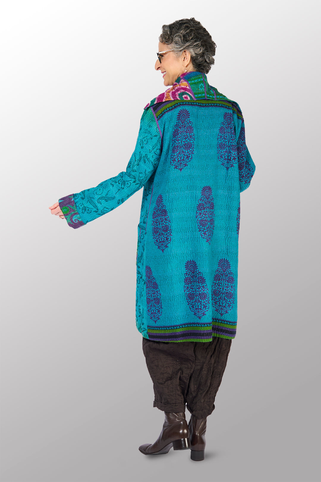 COTTON OVERDYE KANTHA POCKET MEDIUM COAT - ov4316-ctuq001m -