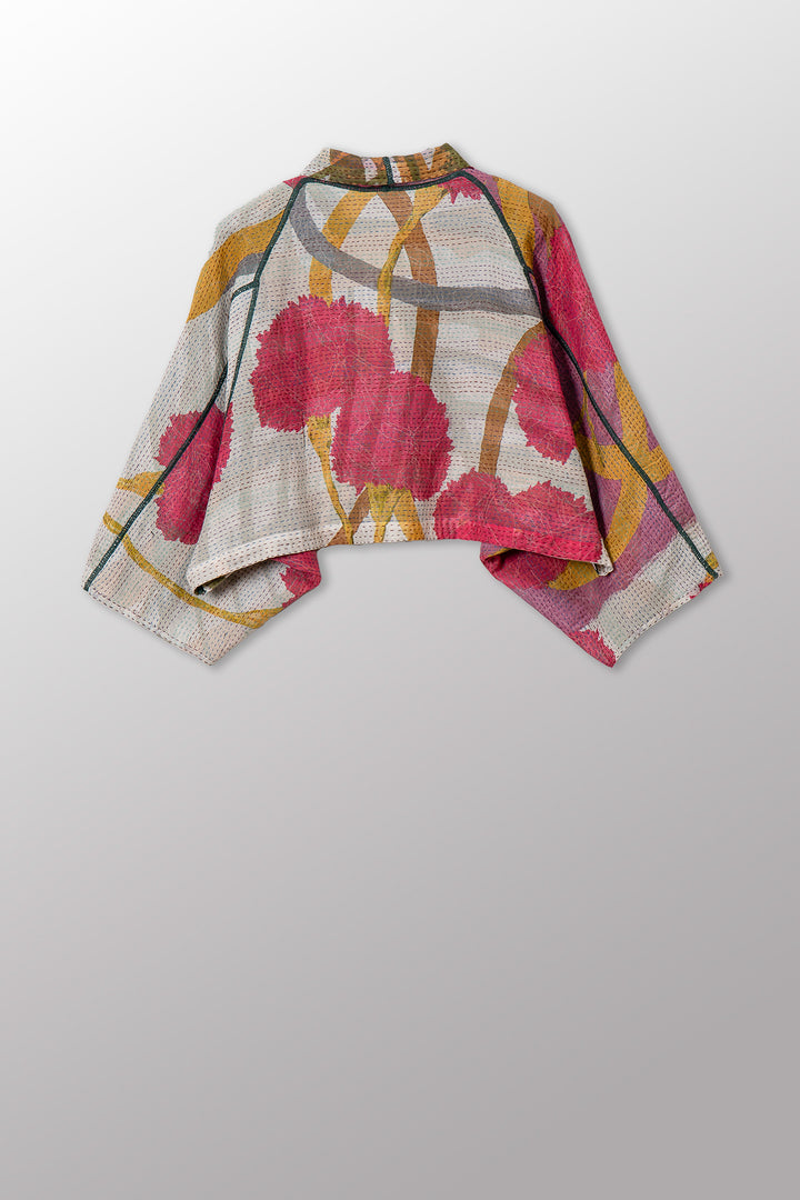 MARIGOLD PRINT KANTHA PUFF SLV. SHRUG - mg2062-pik -