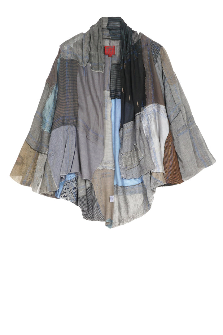MOSAIC TILE PATCH KANTHA SWING JKT - mt1044-gry -