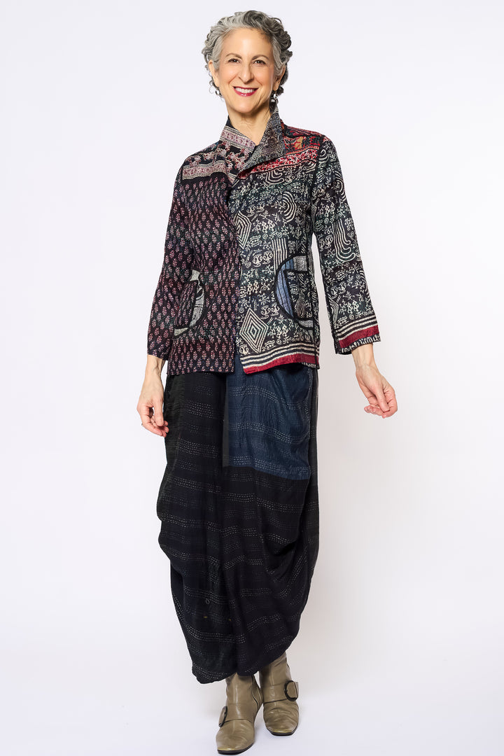 VINTAGE SILK KANTHA SHORT JKT - sv2007-0071s -