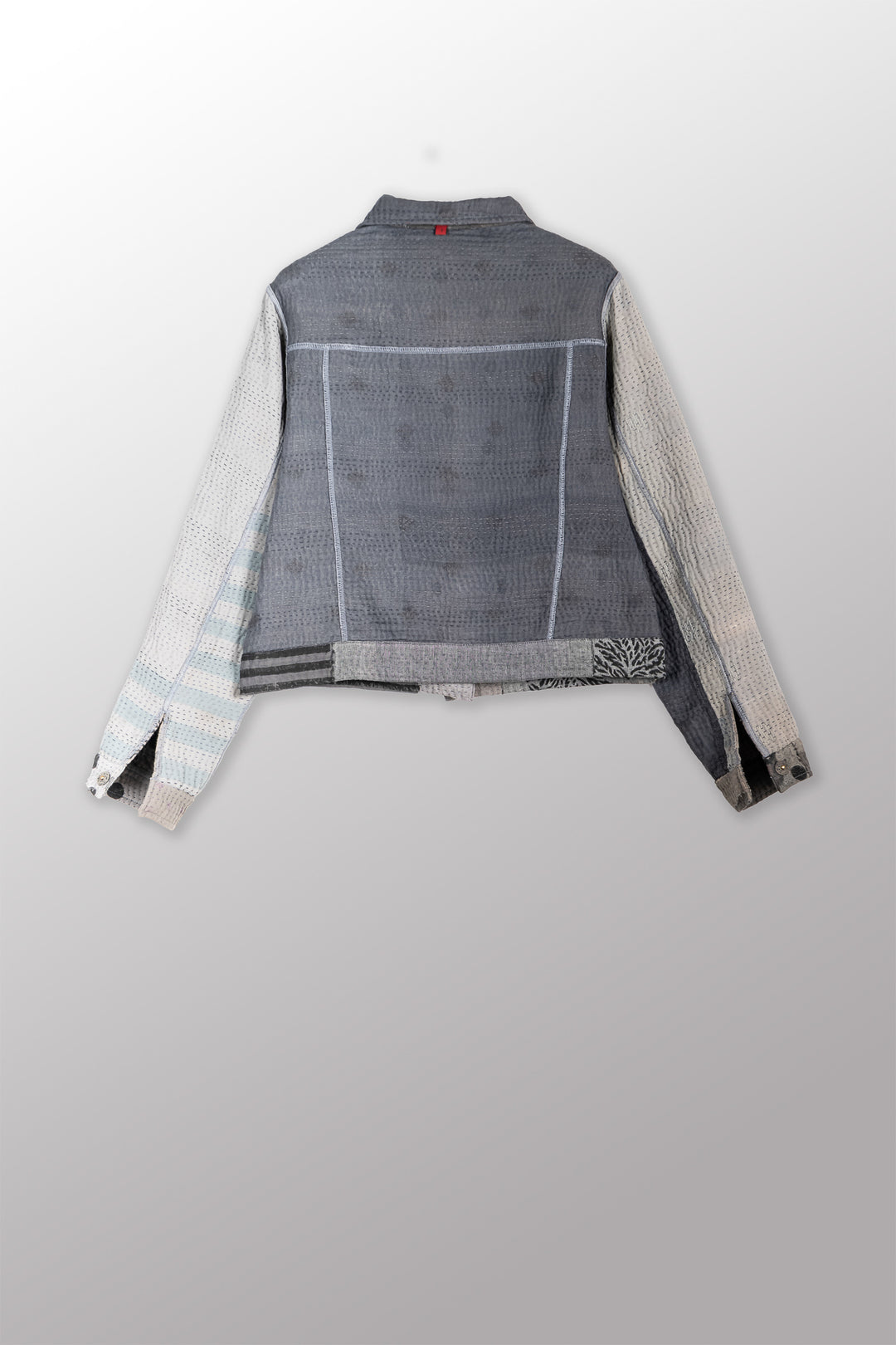 FRAYED PATCH KANTHA WITH STAMP TRUCKR JACKET - sp-fi4091-gry -