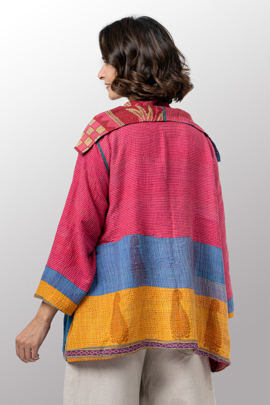 VINTAGE COTTON KANTHA FLARE JKT - cv2010-0067a -