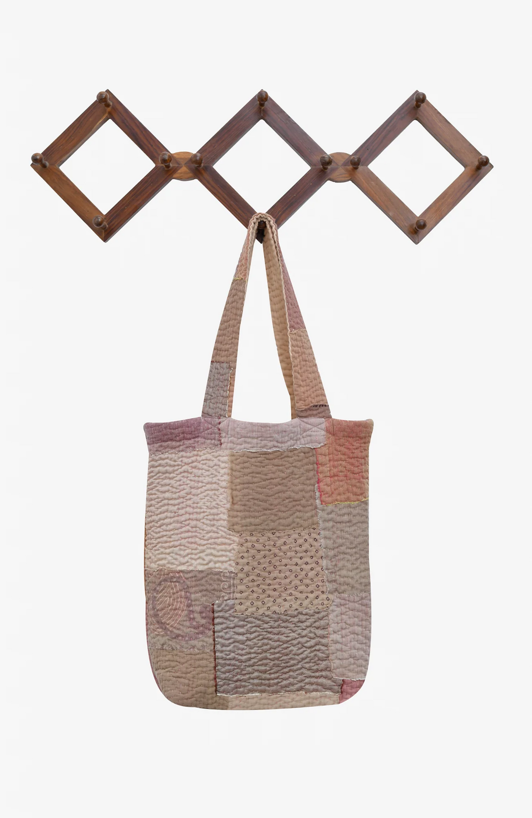 Mosaic Fray Handmade Vintage Kantha Tote Bag -Taupe-