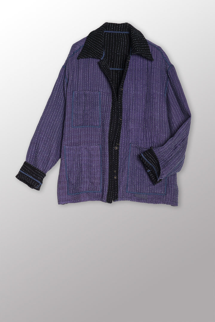 BBK SOLID KANTHA WORKERS JACKET - bl-bbs4085-blk -