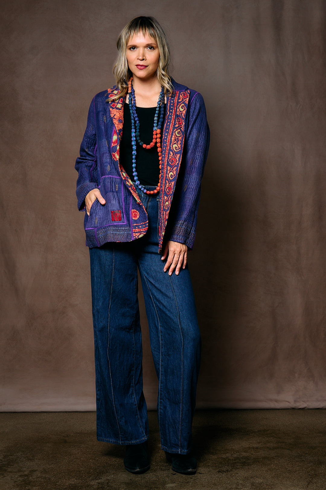 VINTAGE COTTON KANTHA BASIC JKT - cv4052-0027m -