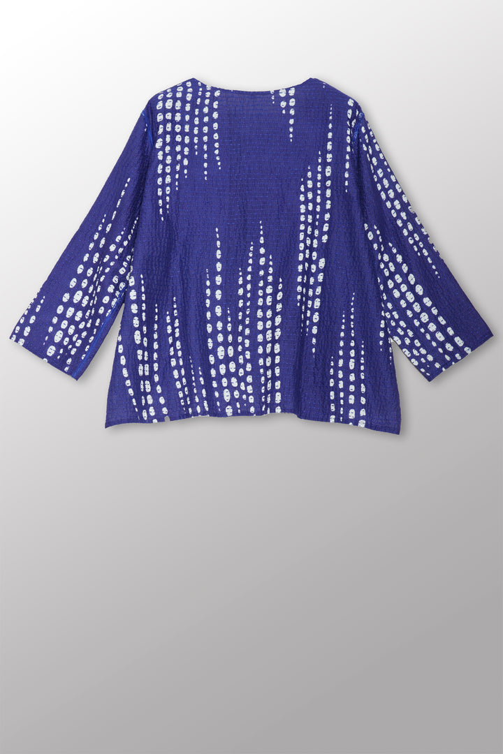 SHIBORI DROP BBK KANTHA A-LINE SHORT JKT - sd2019-blu -