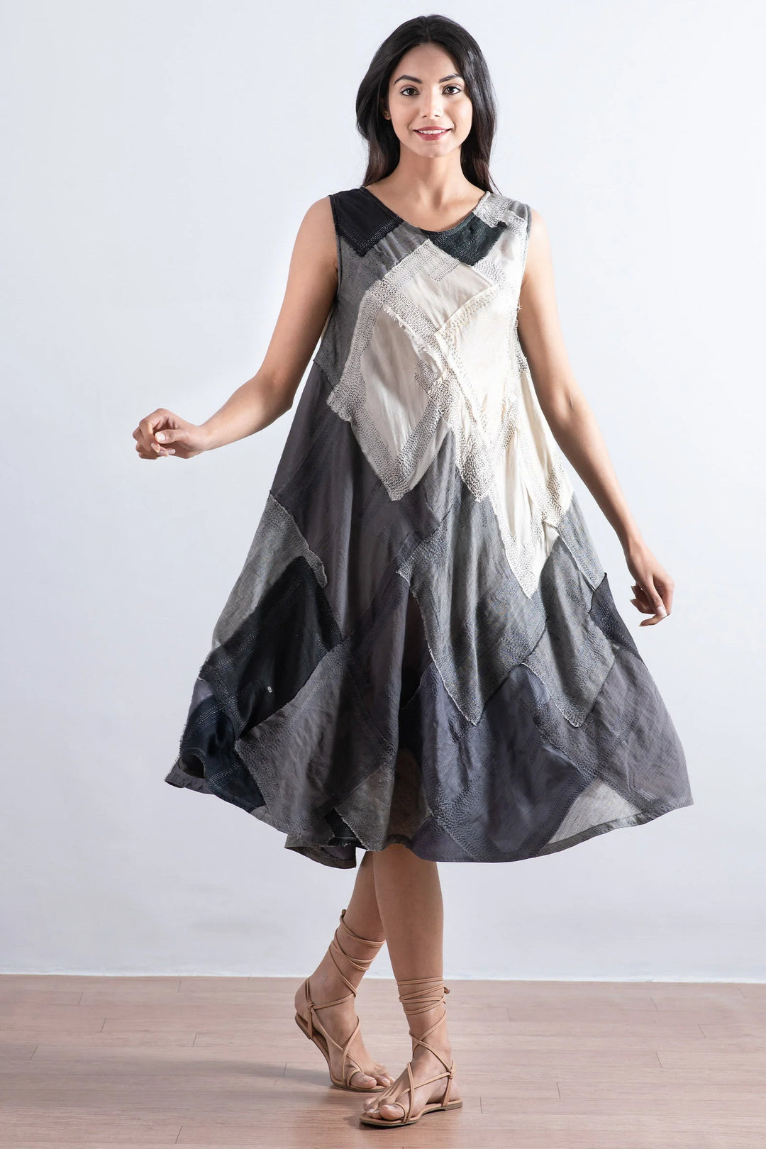 MOSAIC OMBRE KANTHA FULL CIRCULAR DRESS CITY - mo1421-gry -