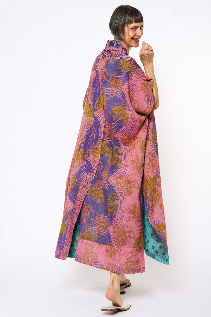 COTTON OVERDYE KANTHA PONCHO DRESS - ov2443-ctel001a -