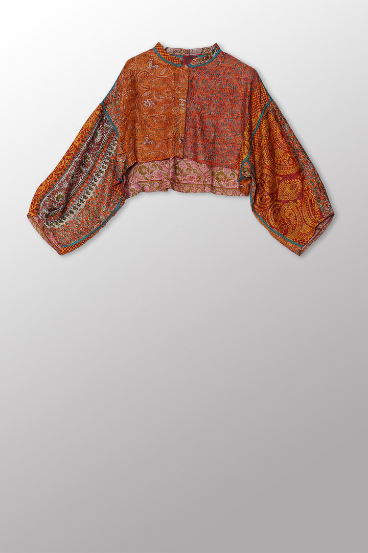 VINTAGE SILK KANTHA SLEEVE JACKET - sv2090-0004m -