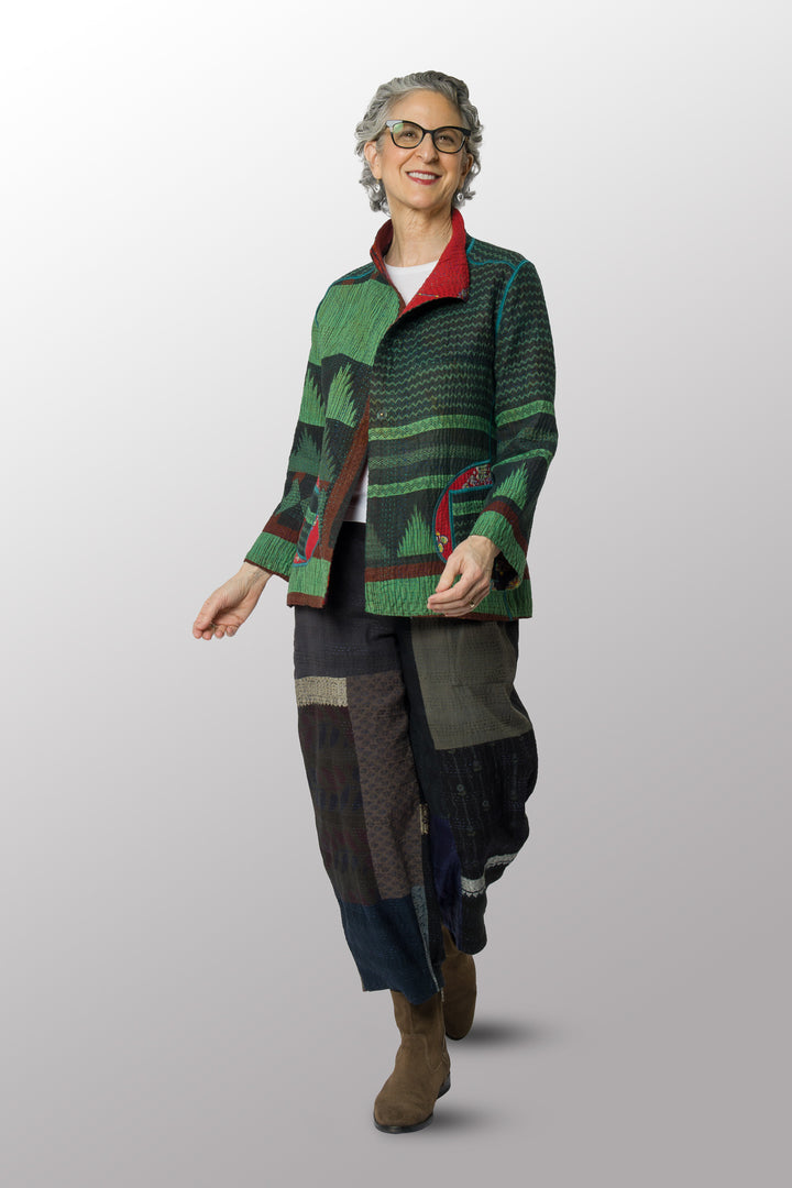 COTTON OVERDYE KANTHA SHORT JKT - ov4007-cgrn032m -