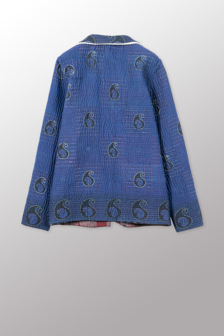 QUILTED OVERDYE COTTON KANTHA SIMPLE MEN'S JACKET - oq5072-cblu001m -
