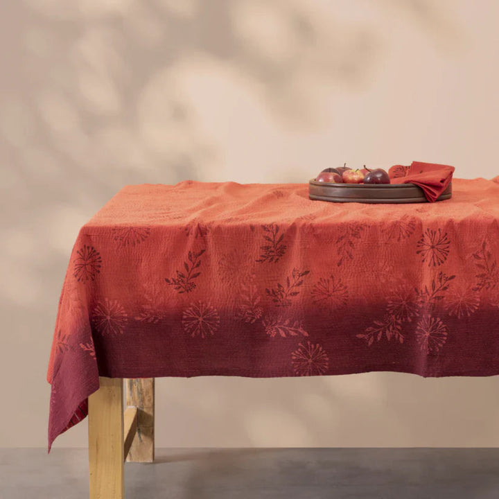 Ombre Patch Vintage Cotton Kantha Table Covers -Orange